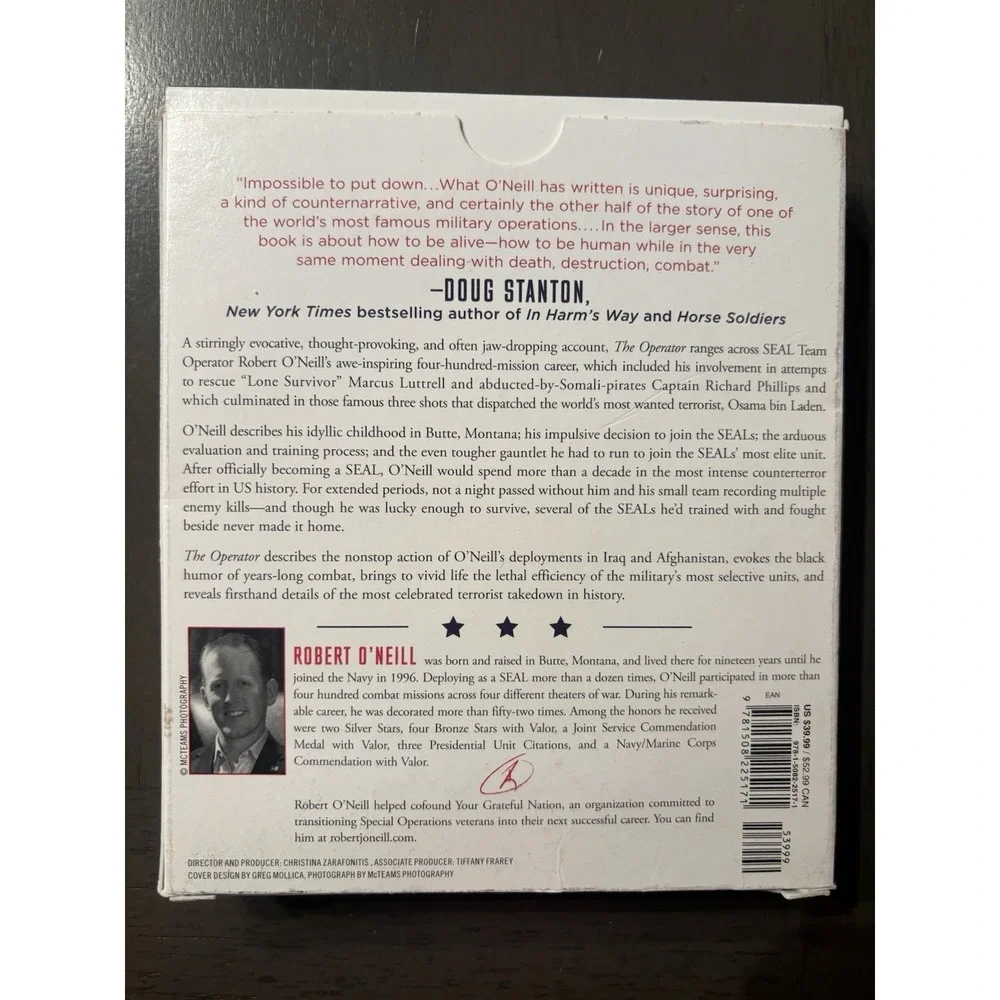 THE OPERATOR by Robert O'Neil (Signed) Audiobook Shot that killed Bin Laden